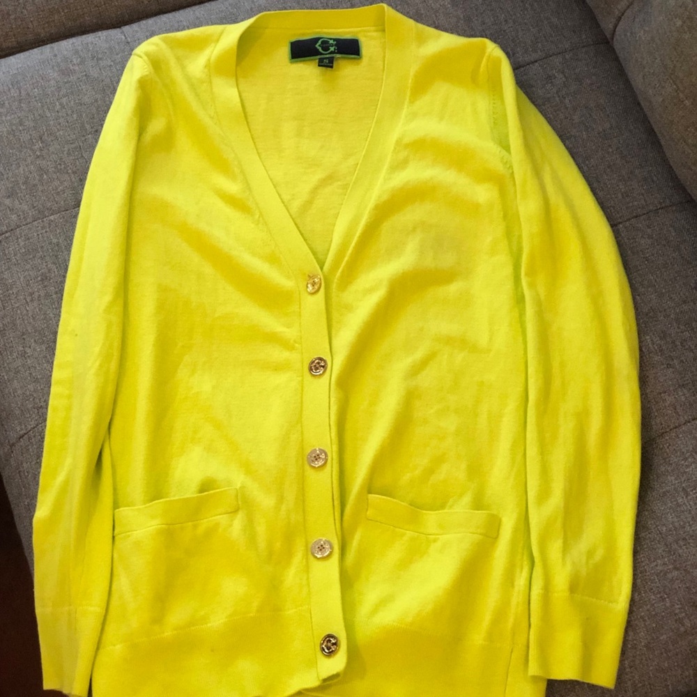 C Wonder Dayglow Boyfriend Cardigan Gold Buttons